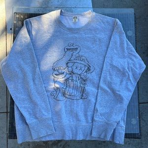 Kaws x Uniqlo x  Sesame Street Trash Can Sweatshirt